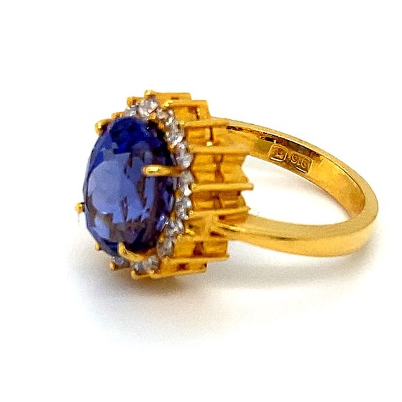 Certified Tanzanite 5.01ct Diamonds 22K Gold Ring - Picture 6 of 10